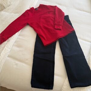 Polo by Ralph Lauren Red Long Sleeve Kids Tee and Janie & Jack cords